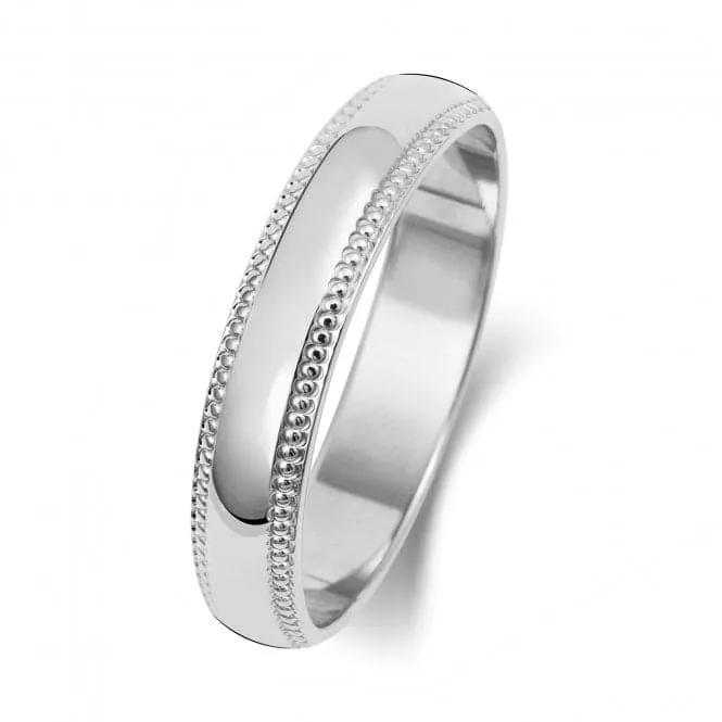 Wedding Band 9K D Shape Millgrain 4 mm-1.45 Wedding  Ring W184WL