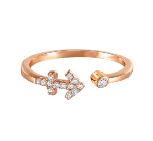 Zodiac Sign Diamond Studded Ring - Sagittarius - Gold